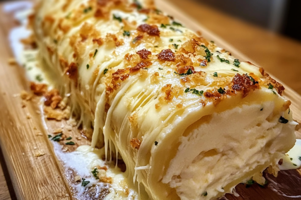 Italian cheese log appetizer served with crackers and fresh vegetables.