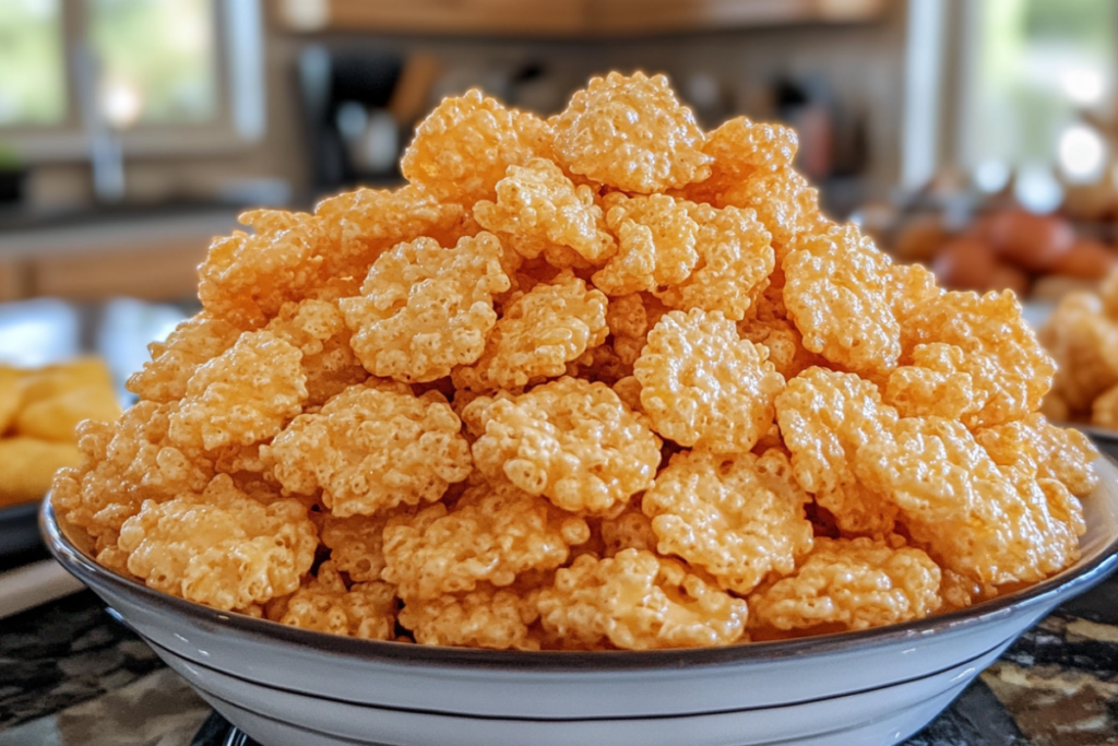 Overhead view of Rice Krispies Cheese Crisps on a baking tray.