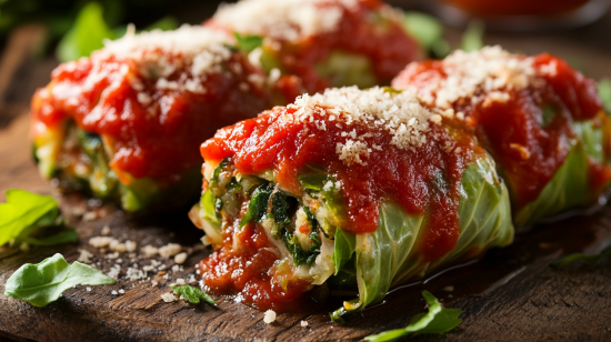 Italian Stuffed Cabbage Rolls with Parmesan cheese