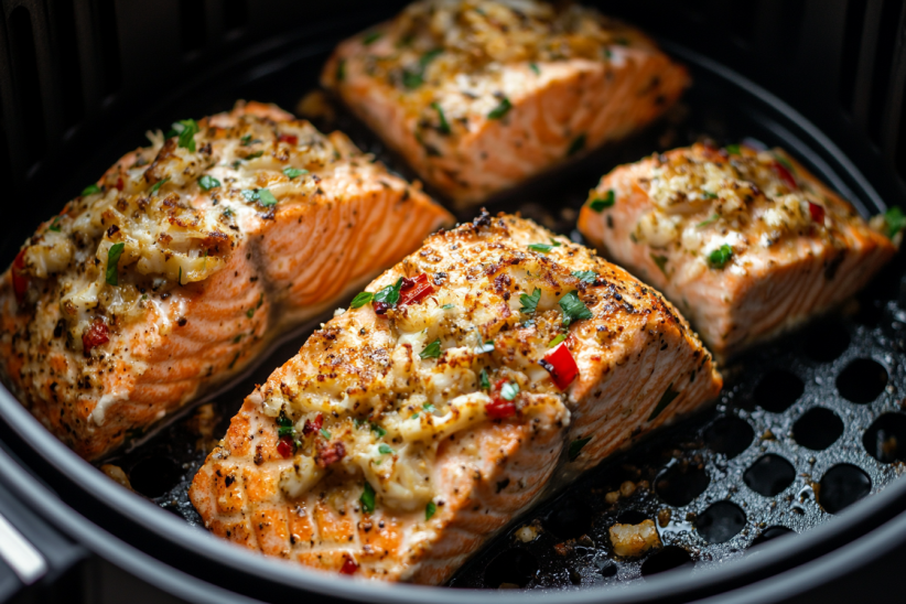 Crab stuffed salmon in air fryer