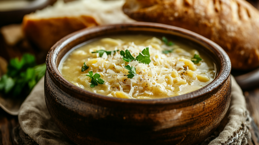 warm pastina soup recipe in an Italian