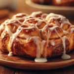 Freshly baked cinnamon roll monkey bread with icing