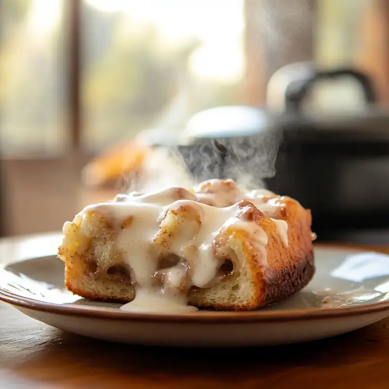  Serving cinnamon roll monkey bread on a plate

